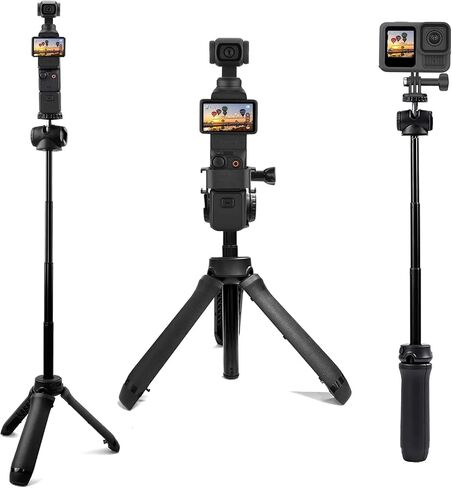 Osmo Pocket 3 Tripod, Extendable Mini Tripod Stand Desk Table and Selfie Stick Tripods for Camera, Portable Lightweight Stand for DJI Osmo Pocket 3 2 Action 5 4, GoPro Hero 13 12 11 10 9 8 and More in Kuwait