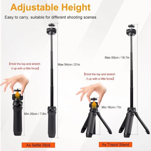 Osmo Pocket 3 Tripod, Extendable Mini Tripod Stand Desk Table and Selfie Stick Tripods for Camera, Portable Lightweight Stand for DJI Osmo Pocket 3 2 Action 5 4, GoPro Hero 13 12 11 10 9 8 and More in Kuwait
