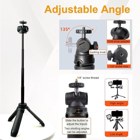 Osmo Pocket 3 Tripod, Extendable Mini Tripod Stand Desk Table and Selfie Stick Tripods for Camera, Portable Lightweight Stand for DJI Osmo Pocket 3 2 Action 5 4, GoPro Hero 13 12 11 10 9 8 and More in Kuwait