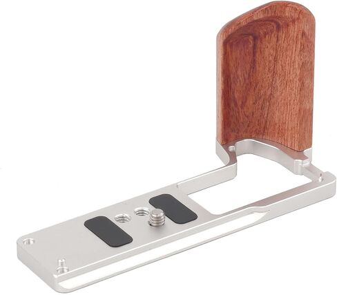 X-T5 L Plate Hand Grip, Solid Wooden Handle L-Shape Grip for Fujifilm XT5 Camera Accessories, Built-in Arca Swiss Quick Release Plate, with 1/4"-20 Tripod Holes (Silver) in Kuwait