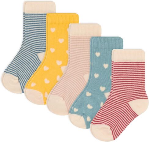 Petit Bateau BABIES' COTTON JERSEY HEART PATTERNED SOCKS - 5-PACK SIZES 15/18-23/26 in Kuwait