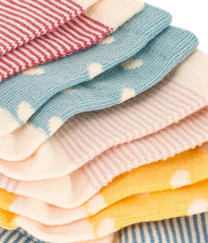 Petit Bateau BABIES' COTTON JERSEY HEART PATTERNED SOCKS - 5-PACK SIZES 15/18-23/26 in Kuwait