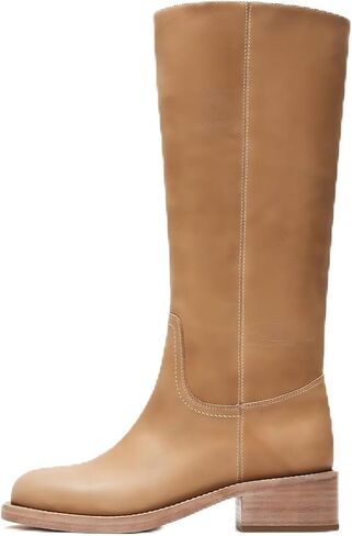 ZJGZF Womens Banana Knee High Boots Square Toe Comfortable Boots Block Heel Riding Boots Wide Calf Tall Boots in Kuwait