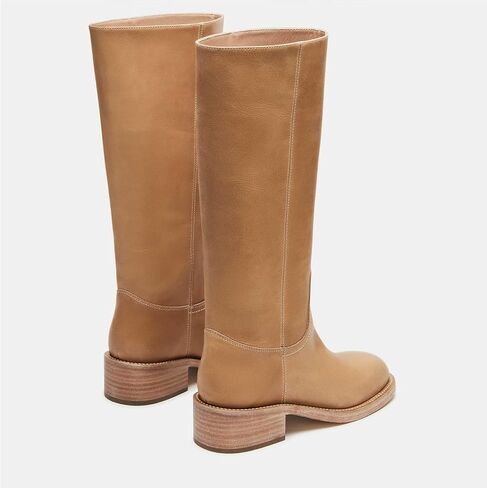 ZJGZF Womens Banana Knee High Boots Square Toe Comfortable Boots Block Heel Riding Boots Wide Calf Tall Boots in Kuwait