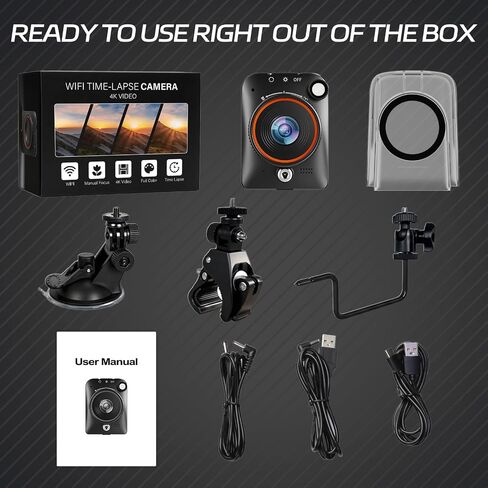 Time Lapse Camera WiFi 4K Timelapse Camera Construction Long Battery Life | Timelapse Camera Outdoor 32GB Card Waterproof IP66,110°Wide Angle, Rechargeable for Record Outdoor Construction,Plant Growth in Kuwait