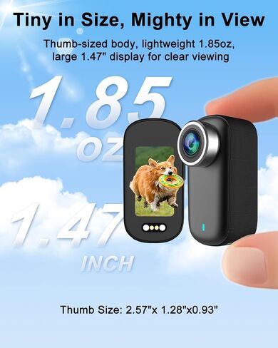 Action Camera, Body Camera 4K, 64GB Waterproof POV Camera IP65, Mini Body Cam with 1200 mAh Battery for Vlogging, Travel, Thumb Action Cam for Skiing Motorcycle Cycling in Kuwait