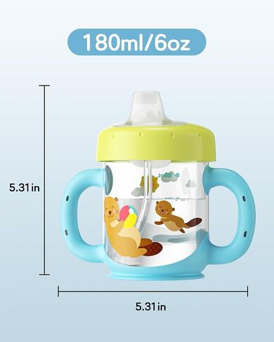 Baby Sippy Cup with Straw and Handles, BPA-Free Toddler Training Water Bottle for 6+ Months Old, Leak-Proof Infant Cup (Green, 6oz, 1 Pack) in Kuwait