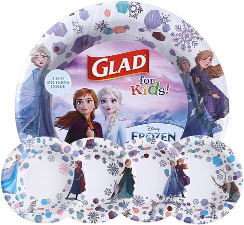Glad Disney Frozen Disposable Bowls, Anna and Elsa, 12 Oz, 40 Count | Soak-proof, cut-resistant paper bowls for parties and playdates, sturdy for little hands, no washing required in Kuwait