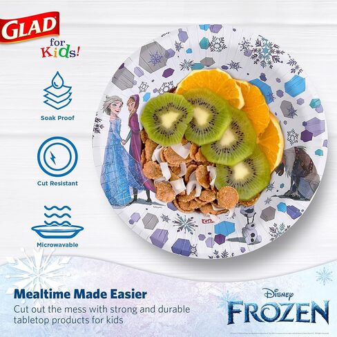 Glad Disney Frozen Disposable Bowls, Anna and Elsa, 12 Oz, 40 Count | Soak-proof, cut-resistant paper bowls for parties and playdates, sturdy for little hands, no washing required in Kuwait
