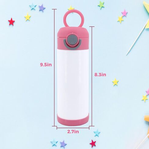 6-Pack 12 oz Kids Sublimation Tumbler Blank W/Leakproof Straw Lids | Child Cups for School, Travel & Parties | Stainless Steel Toddler Insulated Water Bottle, Sippy Cups for Gifts & Small Shops in Kuwait
