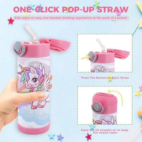 6-Pack 12 oz Kids Sublimation Tumbler Blank W/Leakproof Straw Lids | Child Cups for School, Travel & Parties | Stainless Steel Toddler Insulated Water Bottle, Sippy Cups for Gifts & Small Shops in Kuwait