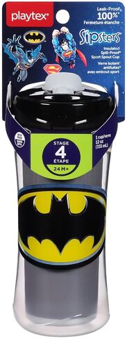Playtex Sipsters Stage 4 Super Friends Spill-Proof, Leak & Break-Proof Insulated Sport Spout Sippy Cups - 12 Ounce - 1 Count (Color/Theme May Vary) in Kuwait