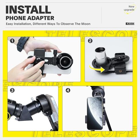 70mm 400mm Telescope for Kids & Beginners, 20X-200X AZ Mount Kit | 70mm 400mm telescope for kids and beginners; anti-reflection optics, 20X-200X range, phone adapter, tripod and remote kit. in Kuwait