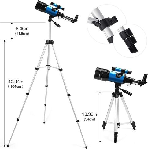 Telescope Astronomy, 70mm Aperture Refractor Telescopes for Astronomy Beginners, Portable Travel Telescope with Phone Adapter & Wireless Remote in Kuwait