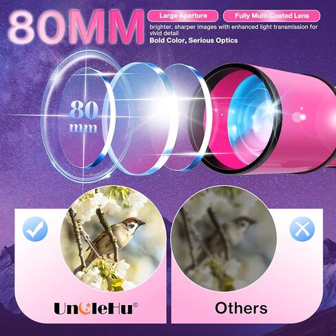 Unclehu 80mm Aperture, 600mm Refractor Travel Telescope for Adults and Kids | High Power,Telescope with AZ Tripod, Phone Adapter and Carry Bag for Moon Viewing, Nature, Camping and Family Stargazing in Kuwait
