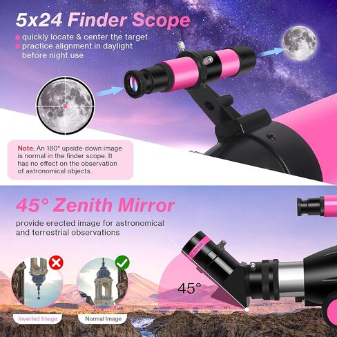 Unclehu 80mm Aperture, 600mm Refractor Travel Telescope for Adults and Kids | High Power,Telescope with AZ Tripod, Phone Adapter and Carry Bag for Moon Viewing, Nature, Camping and Family Stargazing in Kuwait