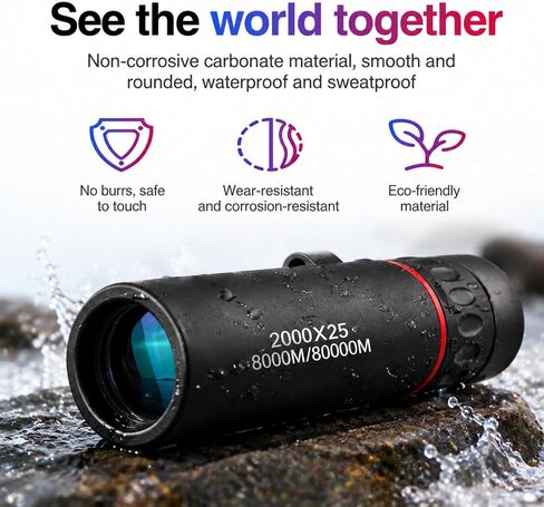Mini Monocular Telescope with Phone Adapter, 25X Magnification Portable Single Tube for Hiking, Bird Watching, Stargazing, and Outdoor Adventures in Kuwait
