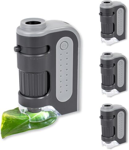 Carson MicroBrite Plus 60x-120x Power LED Lighted Pocket Microscope - Set of 4 (MM-300MU),Black/Grey in Kuwait