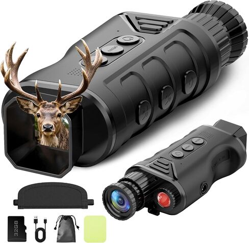Infrared Night Vision Monocular, Nightvision Goggles Scope for Outdoormen | 16X Digital Zoom, Camera Shooting & Video Recording, 7 Levels IR, Day and Night Use, 32GB SD Card Included in Kuwait