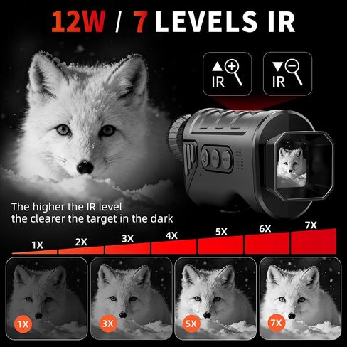 Infrared Night Vision Monocular, Nightvision Goggles Scope for Outdoormen | 16X Digital Zoom, Camera Shooting & Video Recording, 7 Levels IR, Day and Night Use, 32GB SD Card Included in Kuwait