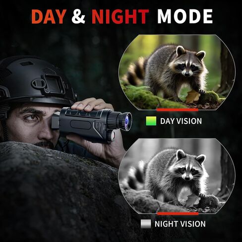 Infrared Night Vision Monocular, Nightvision Goggles Scope for Outdoormen | 16X Digital Zoom, Camera Shooting & Video Recording, 7 Levels IR, Day and Night Use, 32GB SD Card Included in Kuwait