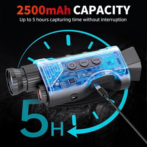 Infrared Night Vision Monocular, Nightvision Goggles Scope for Outdoormen | 16X Digital Zoom, Camera Shooting & Video Recording, 7 Levels IR, Day and Night Use, 32GB SD Card Included in Kuwait