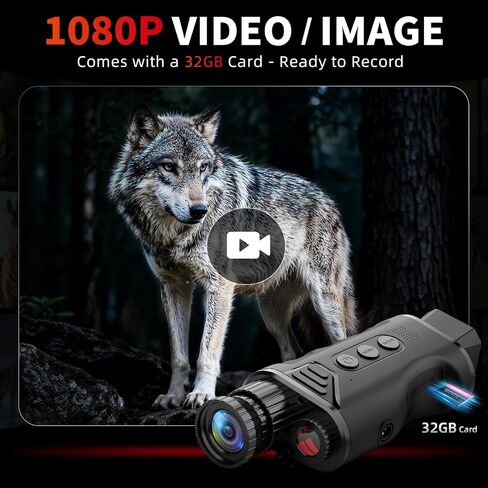 Infrared Night Vision Monocular, Nightvision Goggles Scope for Outdoormen | 16X Digital Zoom, Camera Shooting & Video Recording, 7 Levels IR, Day and Night Use, 32GB SD Card Included in Kuwait