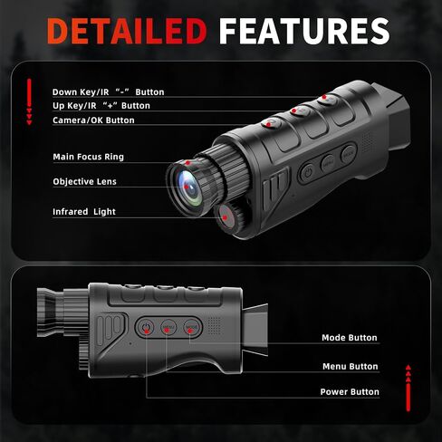 Infrared Night Vision Monocular, Nightvision Goggles Scope for Outdoormen | 16X Digital Zoom, Camera Shooting & Video Recording, 7 Levels IR, Day and Night Use, 32GB SD Card Included in Kuwait