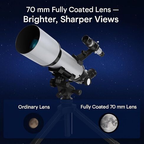 Barska Starwatcher Astronomical Refractor Telescope 300x Magnification for Beginners & Kids with Barlow Lens, 2 Interchangeable Eyepieces, Finder Scope, Table Top Tripod in Kuwait