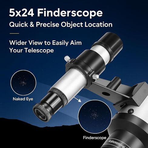 Barska Starwatcher Astronomical Refractor Telescope 300x Magnification for Beginners & Kids with Barlow Lens, 2 Interchangeable Eyepieces, Finder Scope, Table Top Tripod in Kuwait