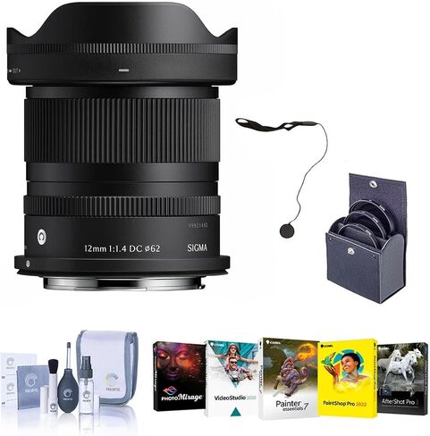 Sigma 12mm f/1.4 DC Contemporary Lens for Canon RF, Bundle with 62mm Filter Kit, PC Software, Cap Keeper and Cleaning in Kuwait