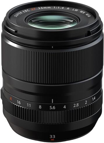Fujifilm XF 33mm f/1.4 R LM WR Lens, Black, Bundle with 58mm Essentials Filter Kit, Shade, Cleaning, Cap Tether in Kuwait