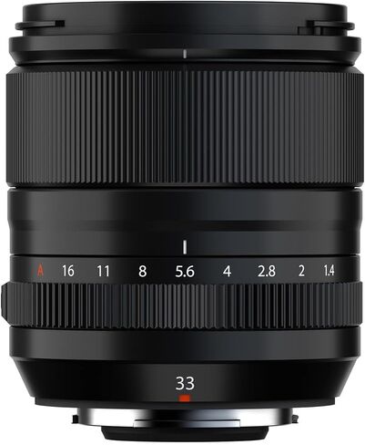 Fujifilm XF 33mm f/1.4 R LM WR Lens, Black, Bundle with 58mm Essentials Filter Kit, Shade, Cleaning, Cap Tether in Kuwait