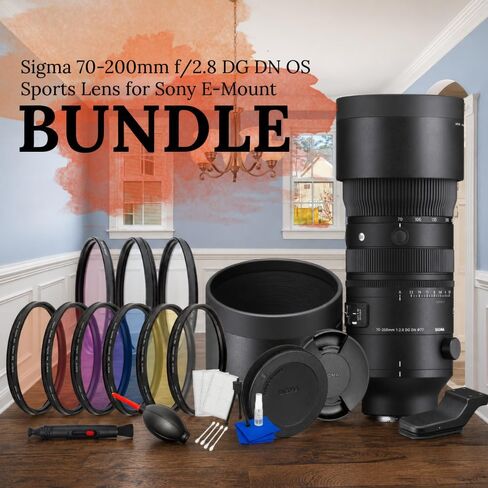 Sigma 70-200mm f/2.8 DG DN OS Sports Lens for Sony E-Mount | Bundle Includes 3PC Filter Kit, 6PC Graduated Filter Set, Lens Pen, Dust Blower, Starter Cleaning Kit & Many More in Kuwait