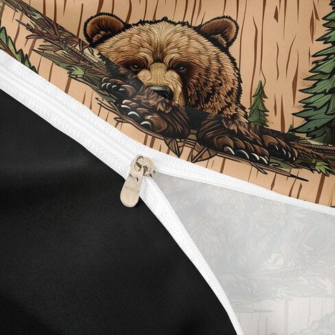 Feelyou Bear Duvet Cover Toddler Size Rustic Woodland Farmhouse Bedding Set for Boys Girls Western Wildlife Animal Comforter Cover Bedroom Decor 2Pcs Zipper Closure with 1 Pillowcase (No Comforter) in Kuwait