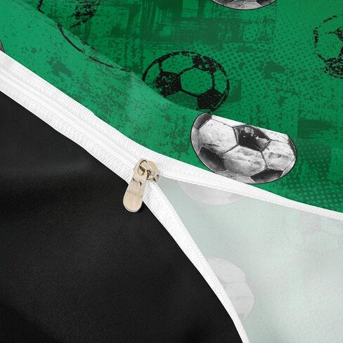 Feelyou 3D Soccer Duvet Cover Toddler Size Football Green Bedding Set for Boys Girls Gaming Sports Theme Comforter Cover Bedroom Decor 2Pcs Zipper Closure with 1 Pillowcase (No Comforter) in Kuwait