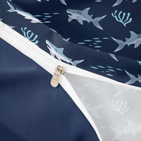 Feelyou Sharks Duvet Cover Toddler Size Ocean Sea Animals Bedding Set for Boys Girls Fish Comforter Cover Bedroom Decor 2Pcs Zipper Closure with 1 Pillowcase (No Comforter) in Kuwait