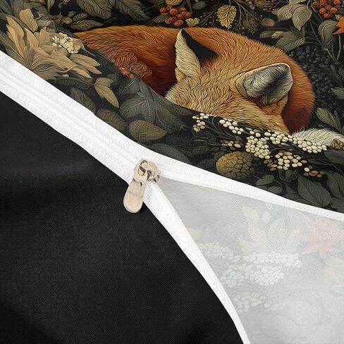 Erosebridal Forest Fox Toddler Duvet Cover for Kids - Vintage Oil Painting Fox Animal Bedding Set Boho Retro Botanical Comforter Cover,Whimsical Cottagecore Style Bed Set in Kuwait