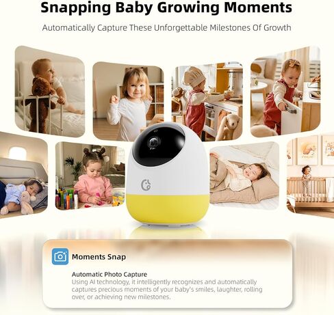 Ellie Pro Baby Monitor with Camera and Audio,5'' IPS 2K UHD Resolution,6000mAh Battery, Remote Pan-Tilt-5X Zoom, 2-Way Talk,No WiFi, Night Vision, Virtual Fence 24hr Play Back and 1000ft Range in Kuwait