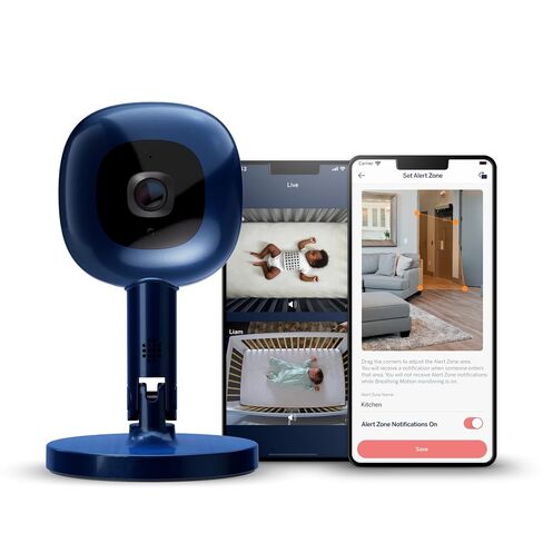 Nanit Pro Smart Baby Monitor & Flex Stand - 1080p Secure Wi-Fi Video Camera, Sensor-Free Sleep & Breathing Motion Tracker, 2-Way Audio, Sound & Motion Alerts, Night Vision, and Breathing Band - Blue in Kuwait