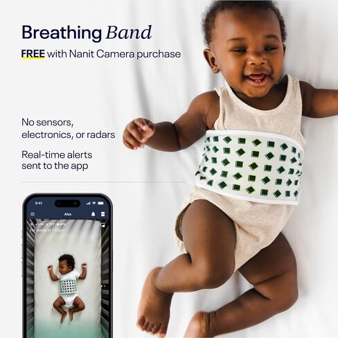 Nanit Pro Smart Baby Monitor & Flex Stand - 1080p Secure Wi-Fi Video Camera, Sensor-Free Sleep & Breathing Motion Tracker, 2-Way Audio, Sound & Motion Alerts, Night Vision, and Breathing Band - Blue in Kuwait