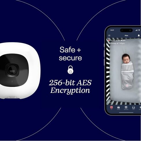 Nanit Pro Smart Baby Monitor & Flex Stand - 1080p Secure Wi-Fi Video Camera, Sensor-Free Sleep & Breathing Motion Tracker, 2-Way Audio, Sound & Motion Alerts, Night Vision, and Breathing Band - Blue in Kuwait