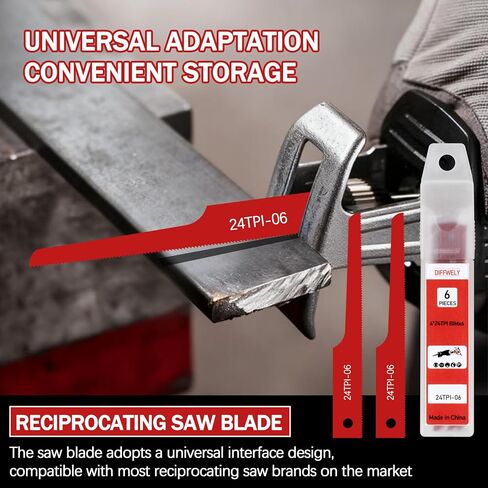 12 Pcs P4EV-6 reciprocating air Saw Blade Fits Ingersol Rand air Saw 4" 24T | 4" 24 TPI Fine for Standard 1/2" Shank Air Saw Blades for Metal in Kuwait