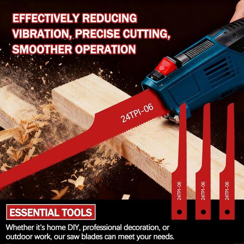 12 Pcs P4EV-6 reciprocating air Saw Blade Fits Ingersol Rand air Saw 4" 24T | 4" 24 TPI Fine for Standard 1/2" Shank Air Saw Blades for Metal in Kuwait