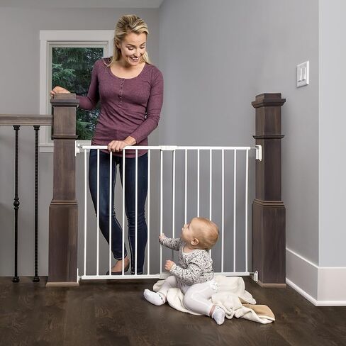 Regalo Safety 36" Extra Tall Baby Gate for Top of Stairs & Dooways | Fits Openings 24"-40.5" Wide, Hardware Mounted, For Babies, Toddlers & Pets, White, Tested & Trusted for 30 Years in Kuwait