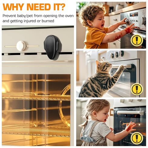 Oven Lock Child Safety (2 Pack),Oven Door Lock,Oven Front Lock, Baby Proofing, Baby and Child Proof Locks for Drawer Oven Stove Door, Upgrade Heat-Resistant Material, Easy to Install - Black in Kuwait