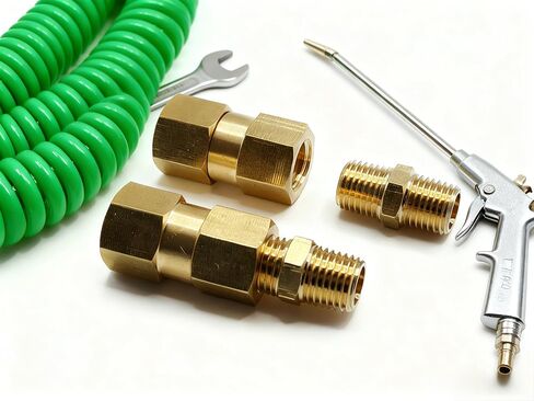 2-Pack Brass 1/4'' NPT 360 degree Swivel Air Hose Line Female Coupling Adapter with 1/4 inch MNPT Nipple Fittings for Air Compressor Pipe System in Kuwait