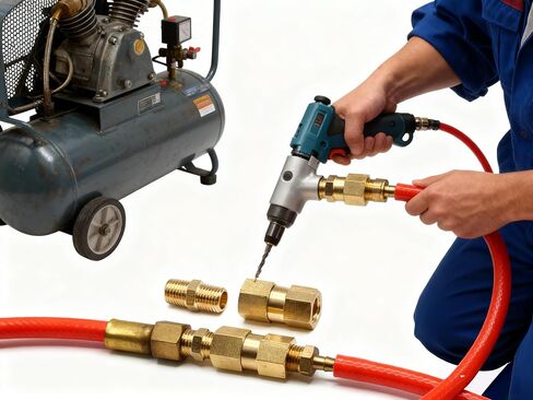2-Pack Brass 1/4'' NPT 360 degree Swivel Air Hose Line Female Coupling Adapter with 1/4 inch MNPT Nipple Fittings for Air Compressor Pipe System in Kuwait