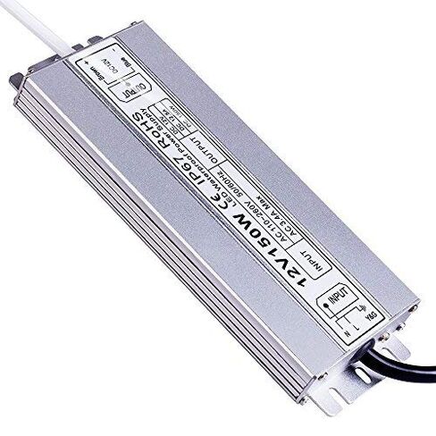 Idealy 150W 12V DC LED Power Supply, IP67 Waterproof Low Voltage Transformer LED Driver Adapter, 100-260V AC to 12V DC Converter for LED Strips, Outdoor Lights, CCTV Cameras & More in Kuwait