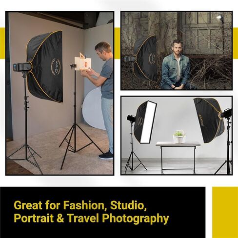 Glow EZ Lock 16x48" Quick Strip Rectangular Bowens Mount Softbox w/External, Internal Diffusers, Deflector Disk, Grid, Soft box Speedring Adapter for Studio Softbox Lighting in Kuwait